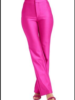 Good American Pink Boss Disco Bootcut Trouser Wide-Leg Pants